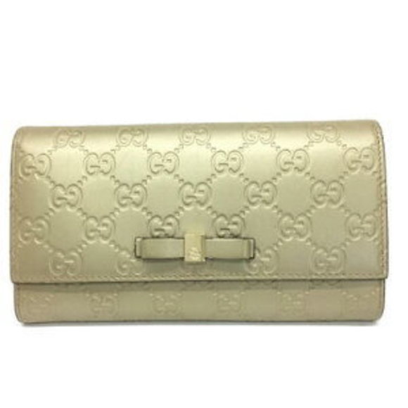 Gucci Bifold Shimmer Long Leather Wallet GG - Picture 1 of 7
